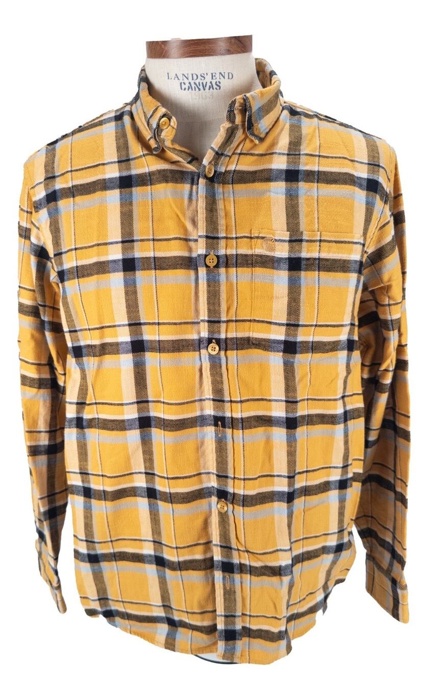 Carhartt WIP Plaid Flannel Shirt M Yellow Button Up Long Sleeve Cotton Workwear